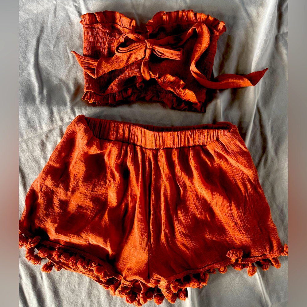 Day Dress rust coloured short 2 piece size small